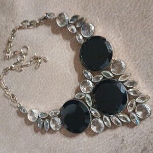 Vintage Black-Silver Crystal Necklace